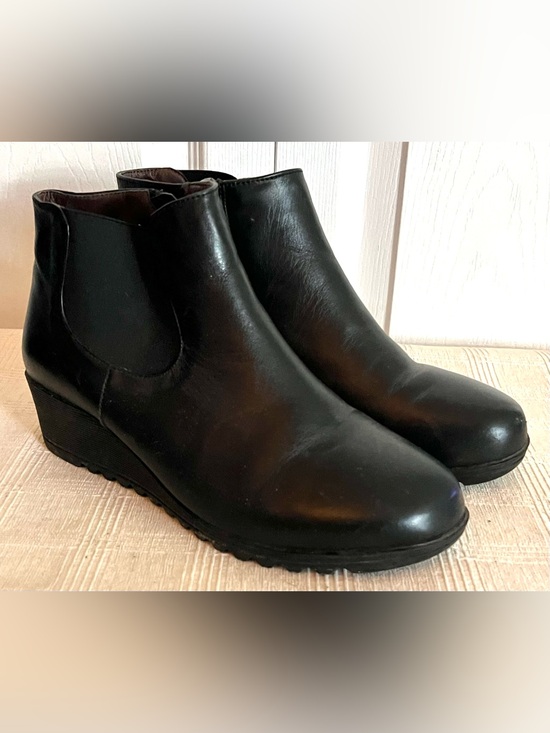 Comfortiya Shoes - Comfortiya Leopard-Lined Black Wedge Booties | Women’s EU 38 / US 7.5